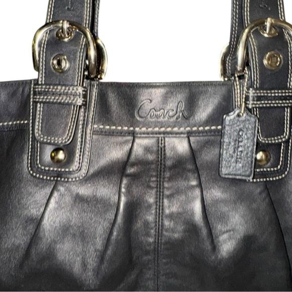 COACH Black Pleated Leather Soho Shoulder Bag F13732 – Y2K Vintage Elegance - Picture 6 of 12